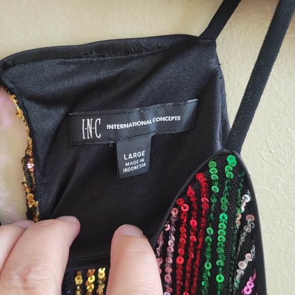 4/$15 SALE INC International Concepts | Sequin Sexy Tank Top Blouse Large NWOT - Picture 5 of 8